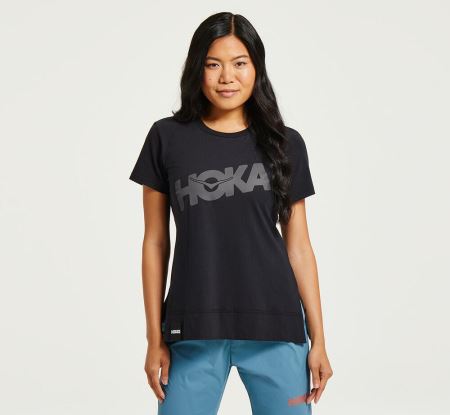 Hoka One One Brand Tee - Top Dama Negrii | RO-xqkCbAA